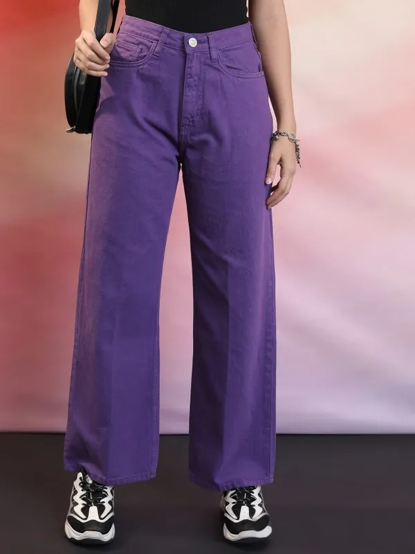 Buy Tokyo Talkies Purple Wide Leg Jeans for Women Online at Rs.899...