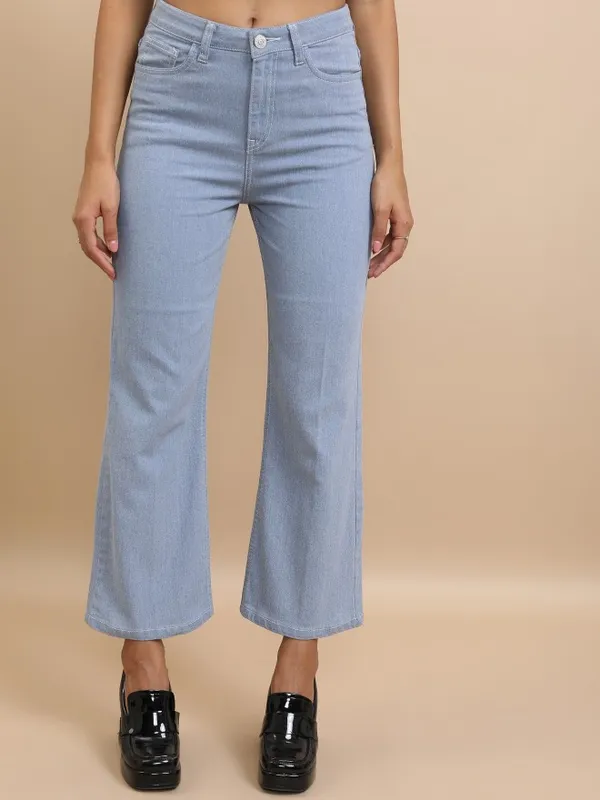 Buy Tokyo Talkies Light Blue Flared Stretchable Jeans for Women