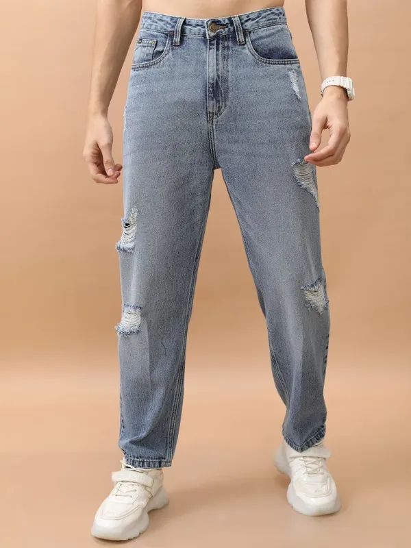 Buy Highlander Light Blue Relaxed Fit Highly Distressed