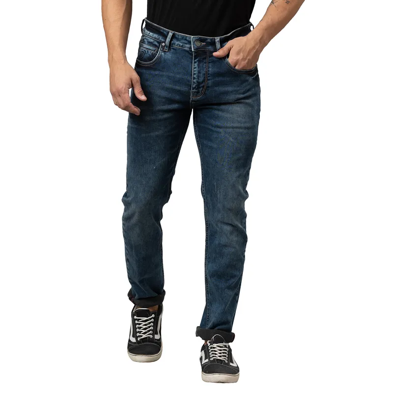 Blue Skinny Cropped Fit Men's Denims by Being Human Clothing