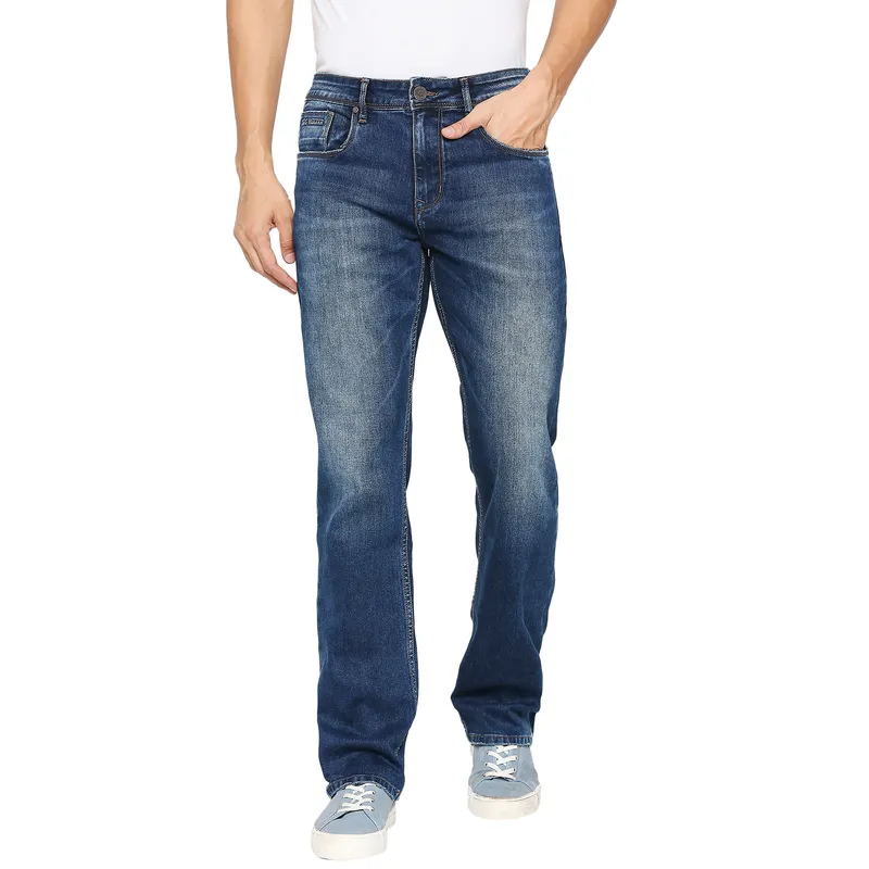 Being Human Men Boot Cut Fit Denim-Mid Tone