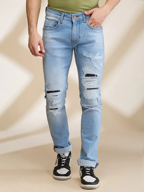Being Human Mens-Bottom Denim Light Tone