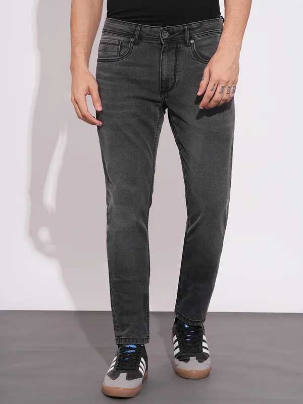 Being Human Men's Grey Mid-Rise Cropped Fit Skinny Jeans