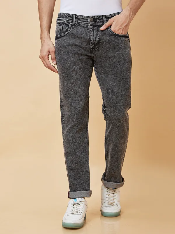 Being Human Men Slim Straight Fit Denim-Carbon Blk Tone