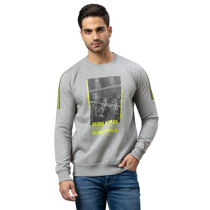 Grey Regular Fit Men's Polo T-shirt by Being Human Clothing main image 1