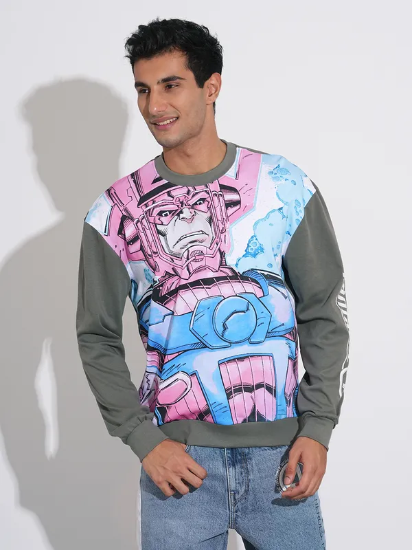 Fantastic Four Silver Surfer Printed Grey Drop-Shoulder