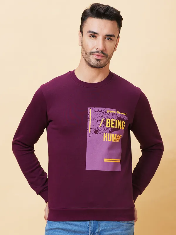 Being Human Men Sweatshirt-Wine