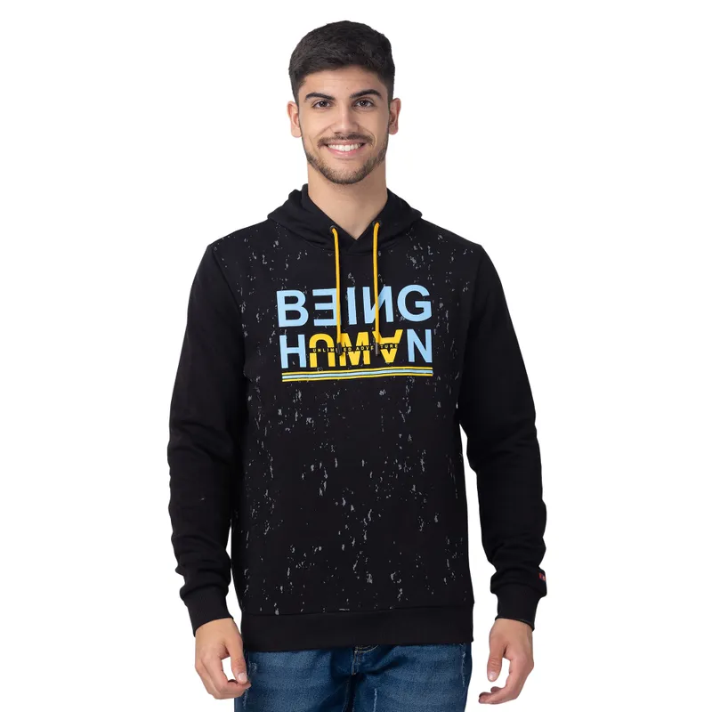 Green Regular Fit  Long Sleeves Cotton Men's Hoodie by Being Human Clothing