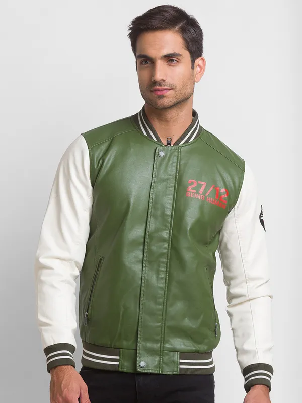 Being Human Regular Fit Men Collared Jackets-Army_Offwhite