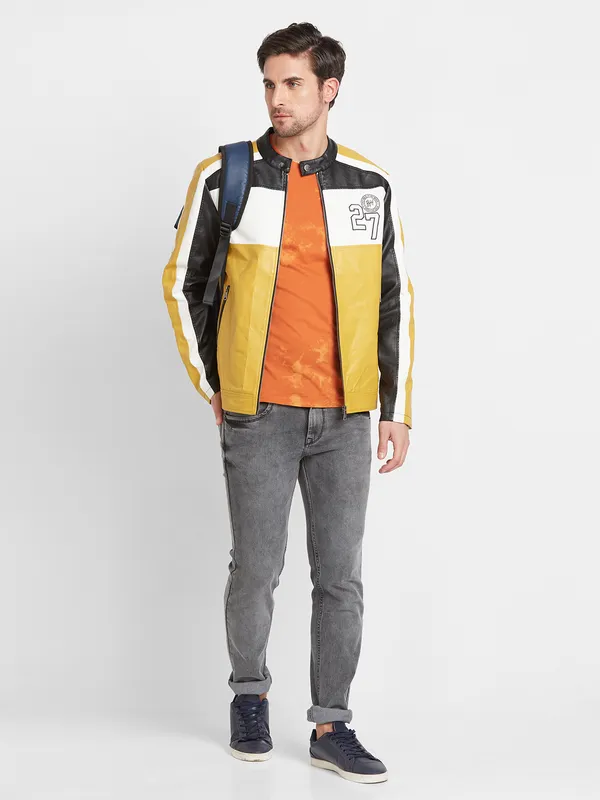 Being Human Men Jackets-Yellow And Navy And White