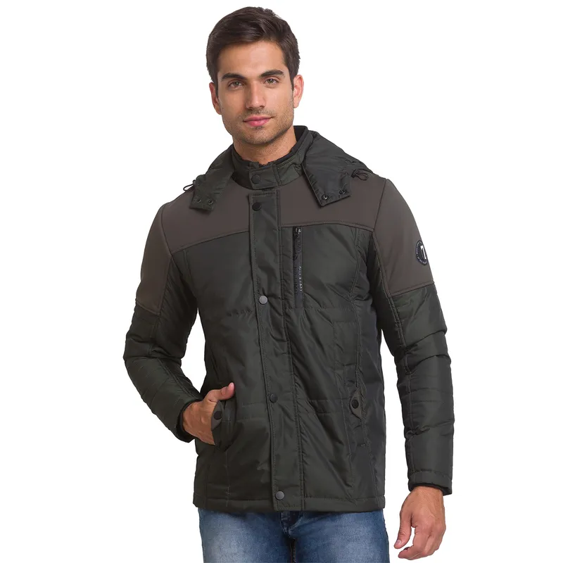 Being Human Regular Fit Men Collared Jackets-Forest Green