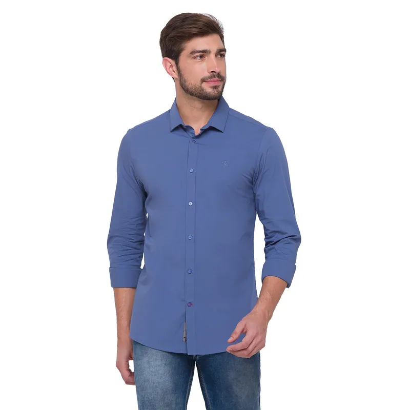 White Slim Straight Fit Regular Collar Long Sleeves Men's Shirt by Being Human Clothing main image 0