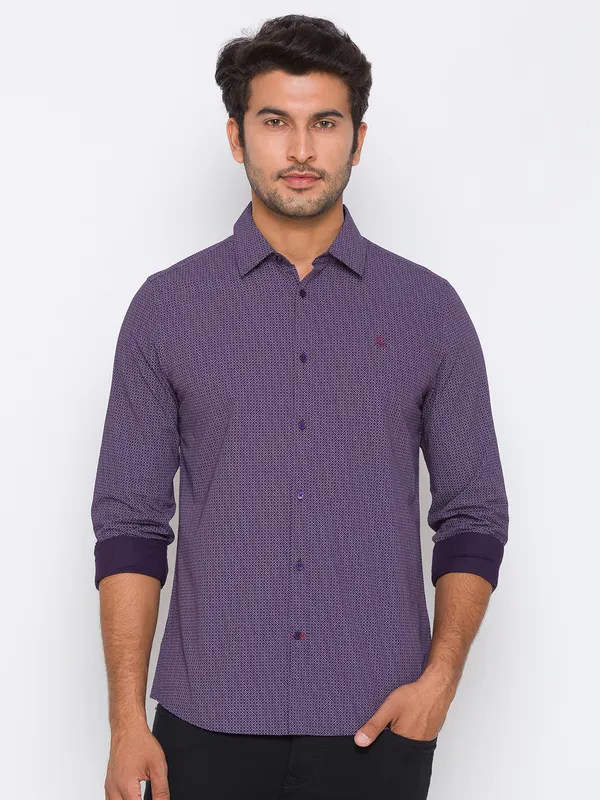 Magenta Slim Fit Regular Collar Men's Shirt by Being Human Clothing
