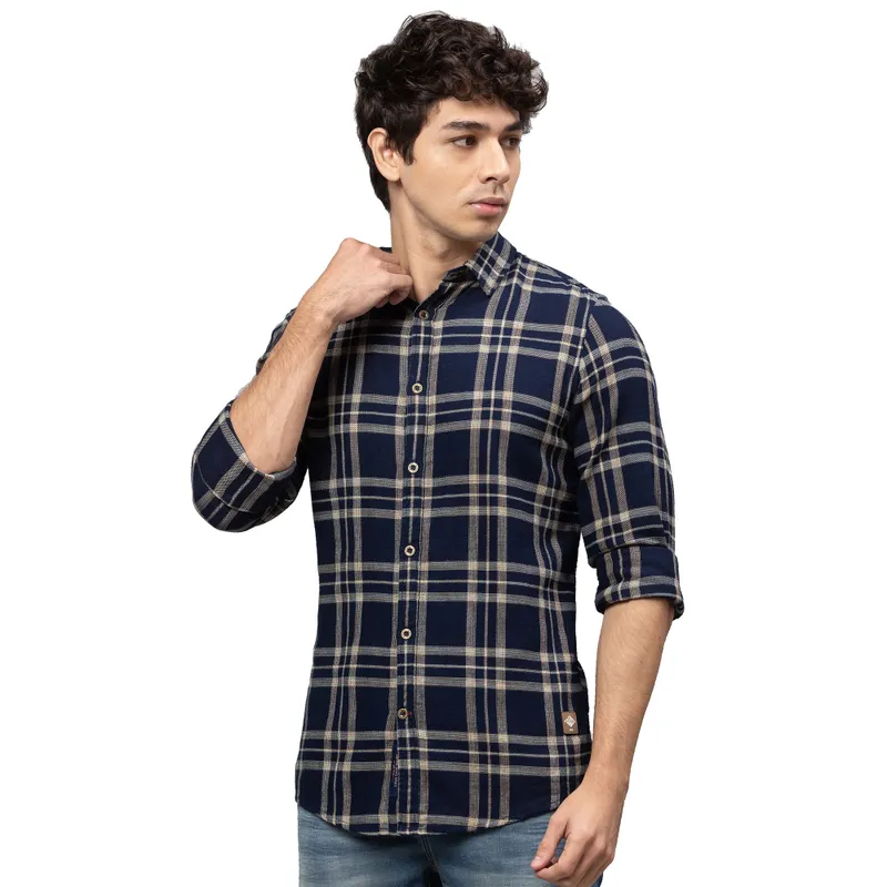 Light Grey Regular Fit Regular Collar Men's Shirt by Being Human Clothing