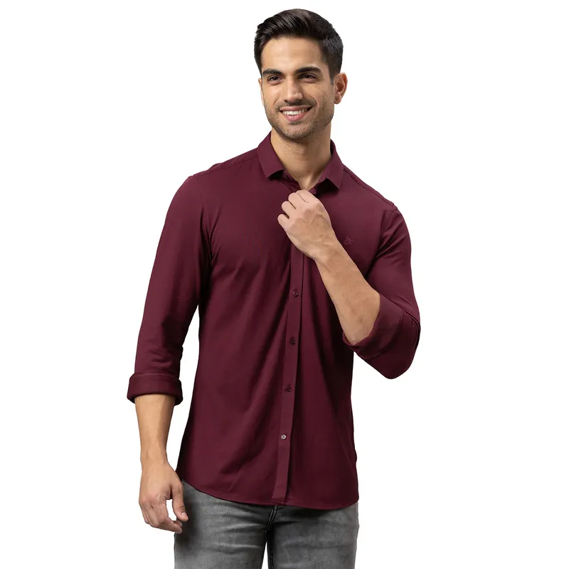 Blue Slim Fit Regular Collar Men's Shirt by Being Human Clothing main image 1