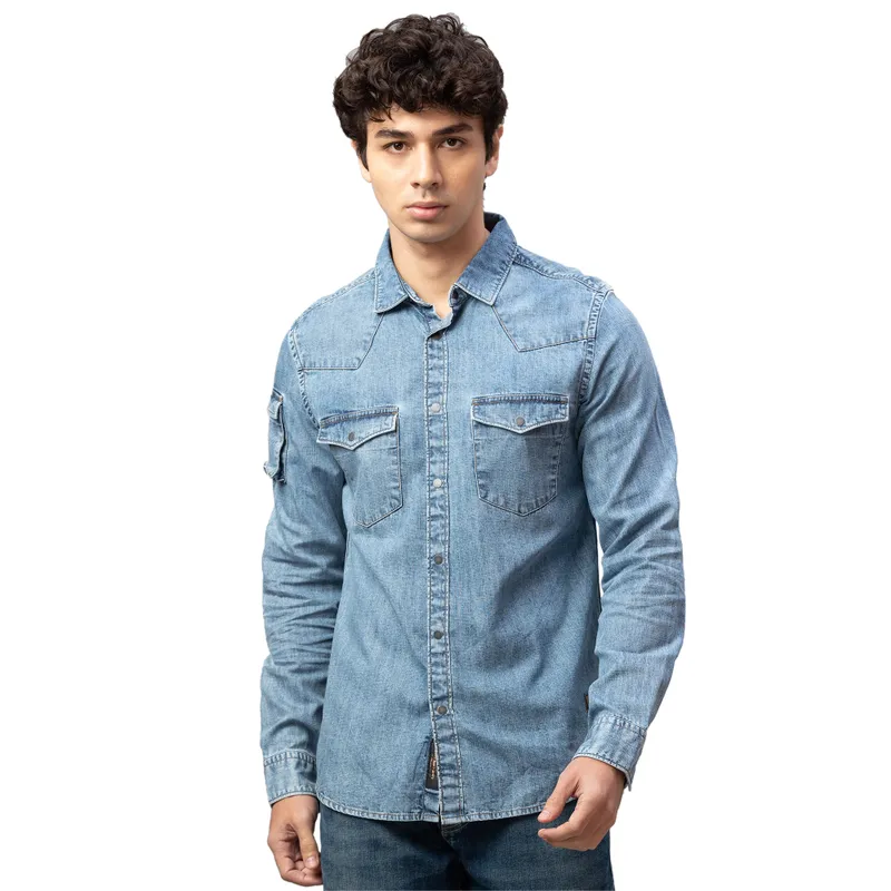 Black Regular Fit Regular Collar Men's Shirt by Being Human Clothing main image 1
