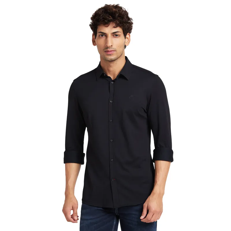 Blue Slim Straight Fit Regular Collar Long Sleeves Men's Shirt by Being Human Clothing main image 1