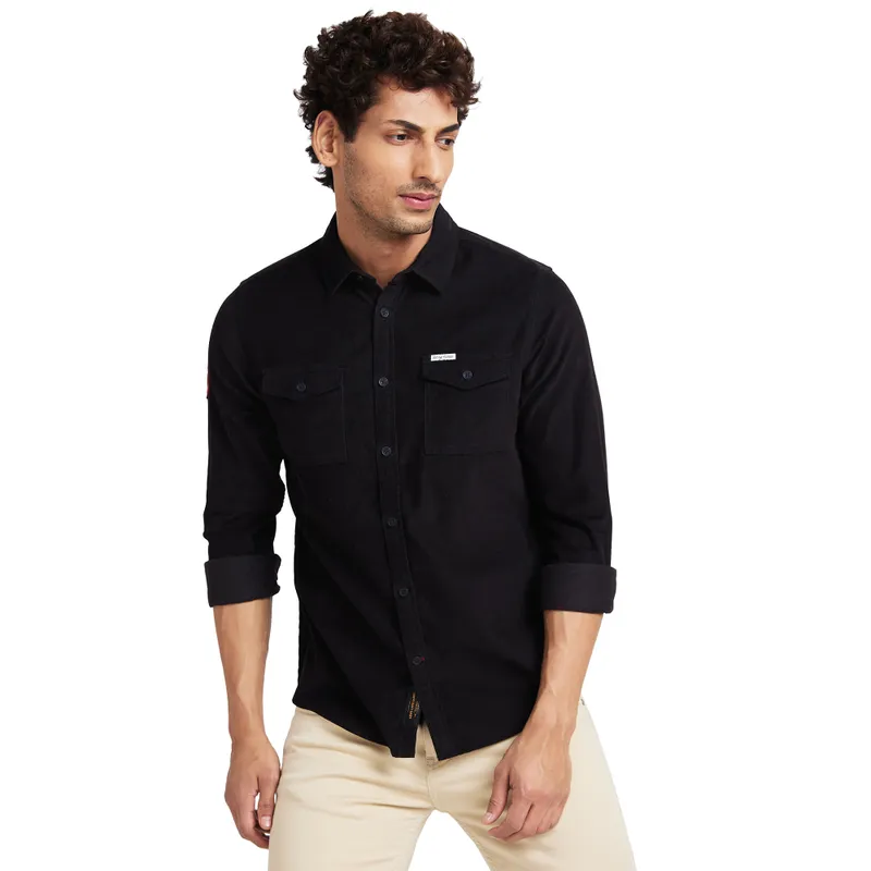 Dark Blue Moderno Fit Regular Collar Men's Shirt by Being Human Clothing main image 1