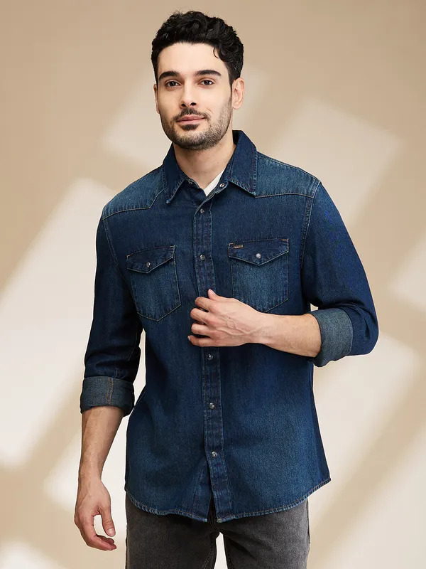 Being Human Mens-Top Shirts Dark Blue
