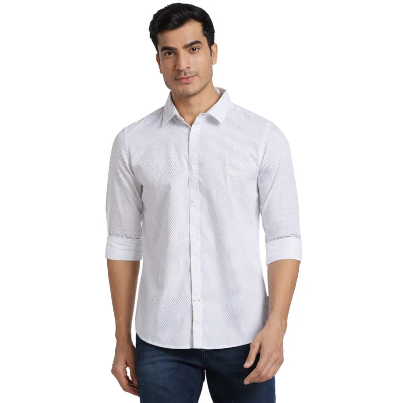 White Slim Fit Regular Collar Men's Shirt by Being Human Clothing main image 0