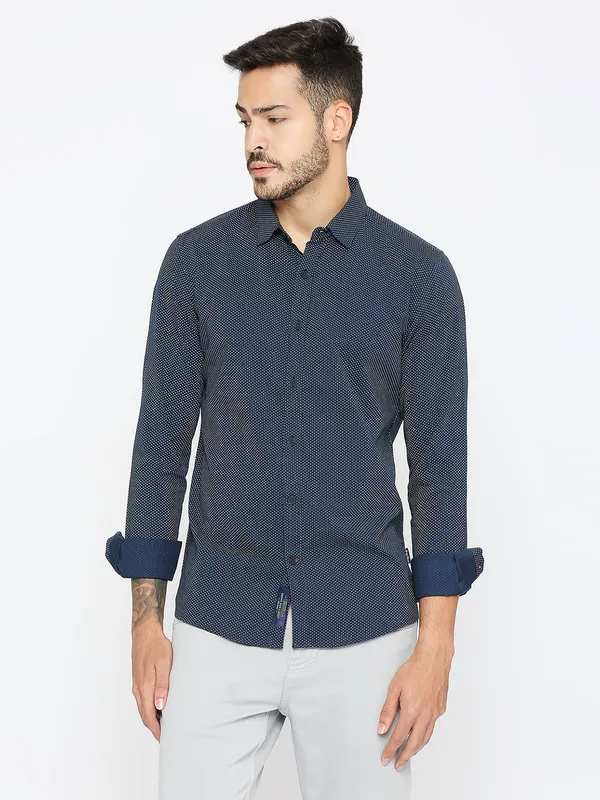 Being Human Men Slim Fit Shirts-Navy