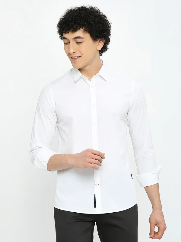 Being Human Men Slim Fit Shirts-White