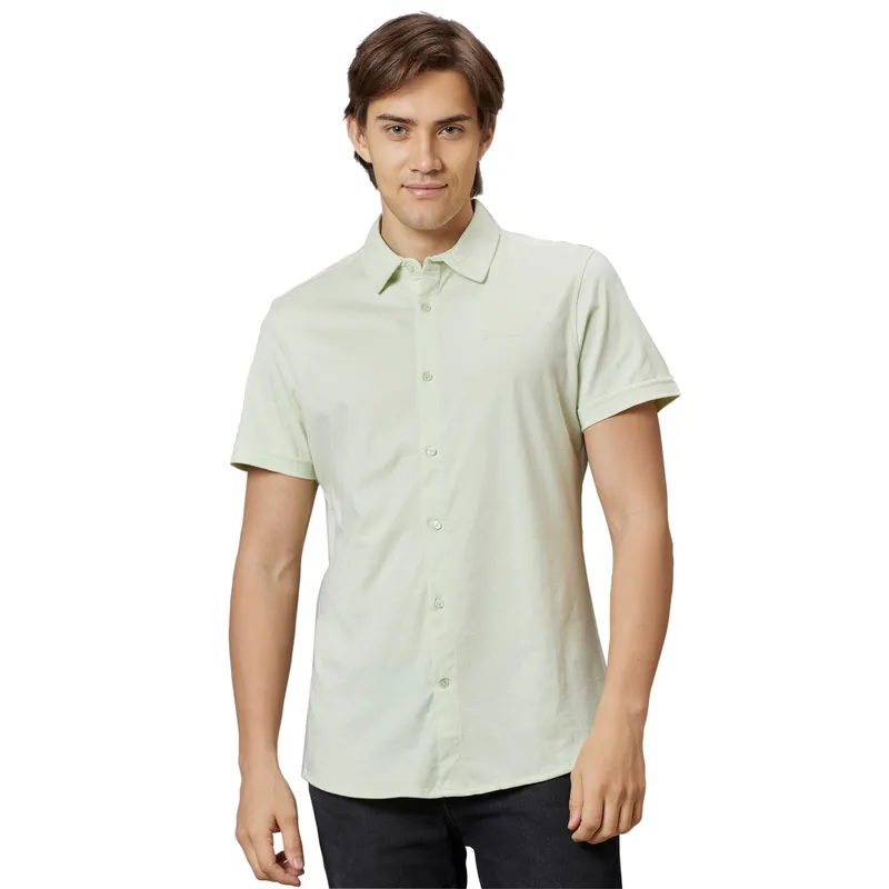 Beige Regular Fit Regular Collar Men's Shirt by Being Human Clothing