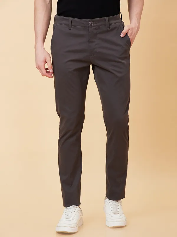 Being Human Men Slim Fit Chino-Dark Grey