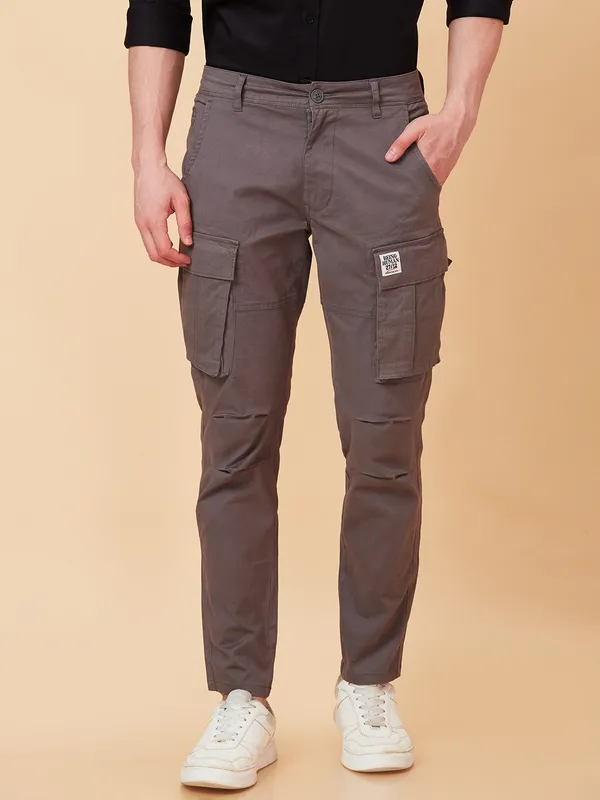 Being Human Men Slim Fit Cargo-Charcoal