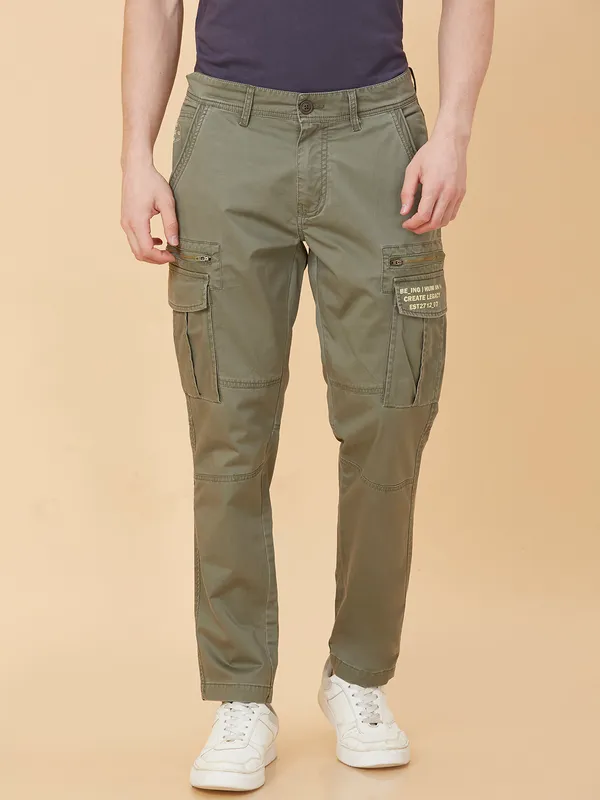 Being Human Men Slim Fit Cargo-Green