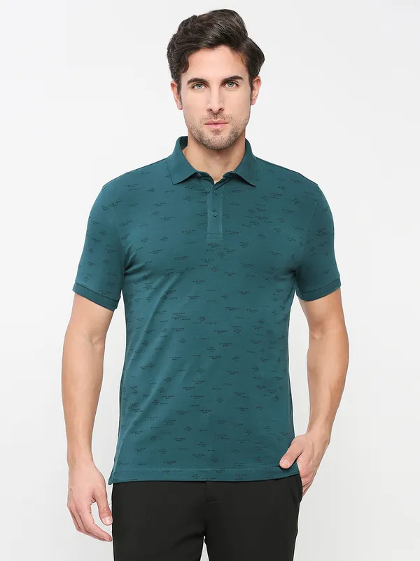 Being Human Regular Fit Men Polo Neck T-Shirts-Deep Teal