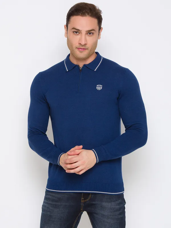 Being Human Regular Fit Men Polo Neck T-Shirts-Blue