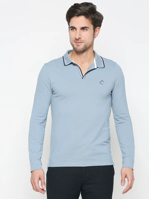 Being Human Regular Fit Men Polo Neck T-Shirts-Ocean Blue