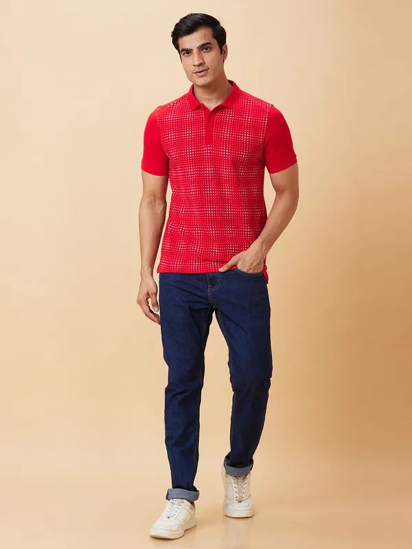 Being Human Men Regular Fit T-Shirts-Red