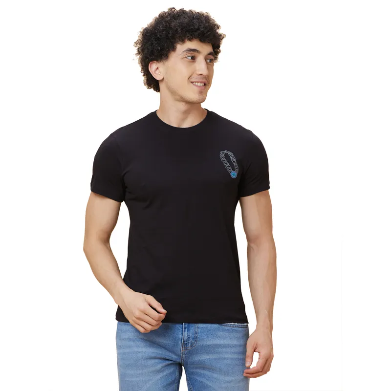 Black Regular Fit Men's Short Sleeves T-Shirt by Being Human Clothing
