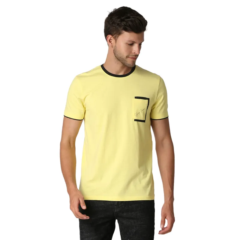 Being Human Regular Fit Men Crew Neck T-Shirts-Lemon