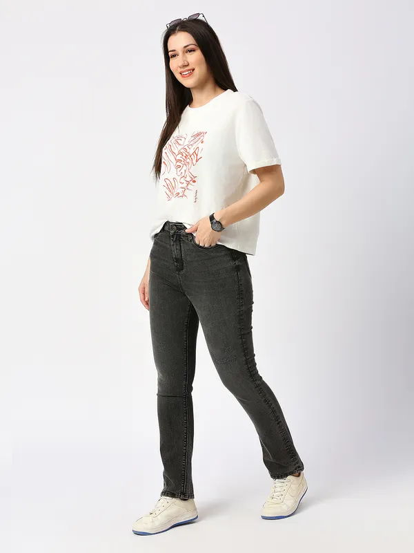 Being Human Women Slim Straight High Rise Fit Denim-Black Wash