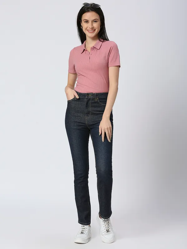 Being Human Women Slim Straight High Rise Fit Denim-Dark Indigo