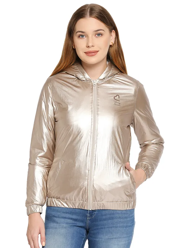 Being Human Regular Fit Women Collared Jackets Gold