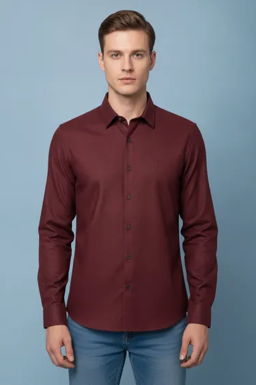 Men Formal Shirts (Maroon) - Maroon