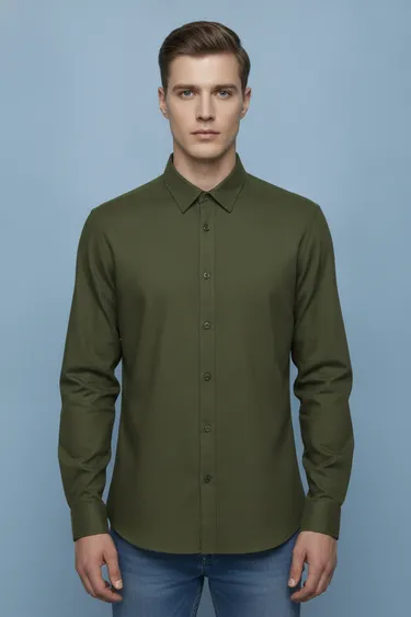 Men Formal Shirts (Olive Green) - Olive Green