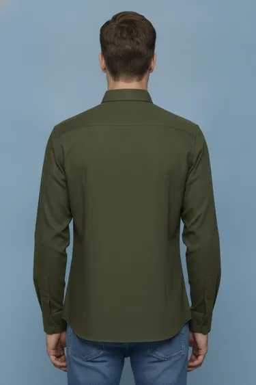 Men Formal Shirts (Olive Green) - Olive Green