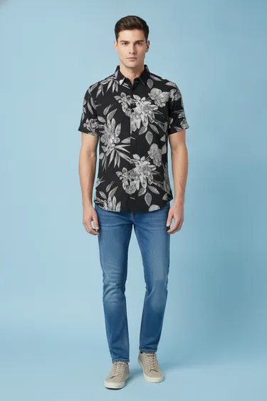 Men Casual Shirts (Black) - Black