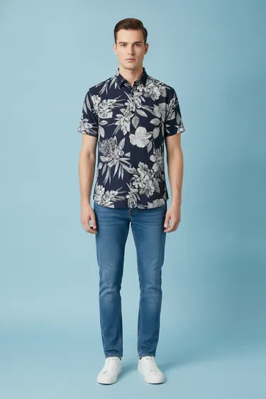 Men Casual Shirts (Navy Blue) - Navy Blue
