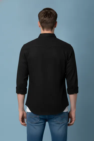 Men Casual Shirts (Black) - Black