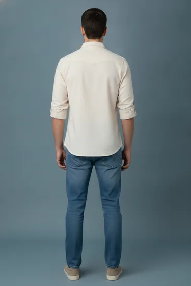 Men Casual Shirts (Cream) - Cream