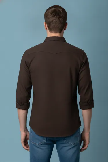Men Casual Shirts (Dark Brown) - Dark Brown
