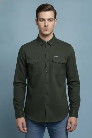Men Casual Shirts (Dark Olive) - Dark Olive