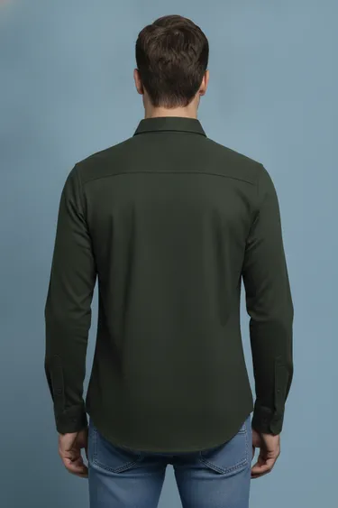 Men Casual Shirts (Dark Olive) - Dark Olive