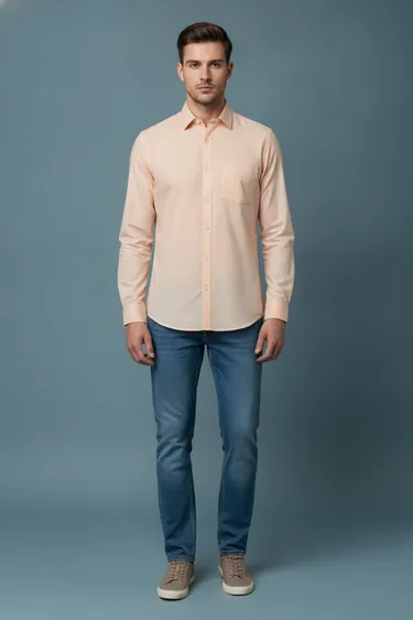 Men Formal Shirts (Light Peach) - Light Peach